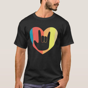 Gebarentaal Hart Liefde Vintage Doven Personen T-shirt