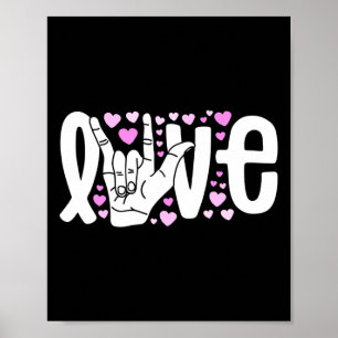 Gebarentaal Liefde ASL Wees Vriendelijk Doof Bewus Poster