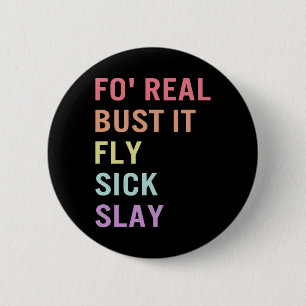 Gebarentaal voor echte buste het ASL Slang T-shirt Ronde Button 5,7 Cm