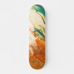 Gebarsten Aarde Teal Oranje Abstract Skateboard