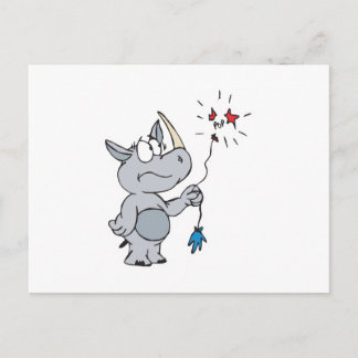gebarsten ballon droevige neushoorn briefkaart