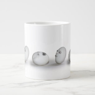 Gebarsten ei en een knipoog grote koffiekop