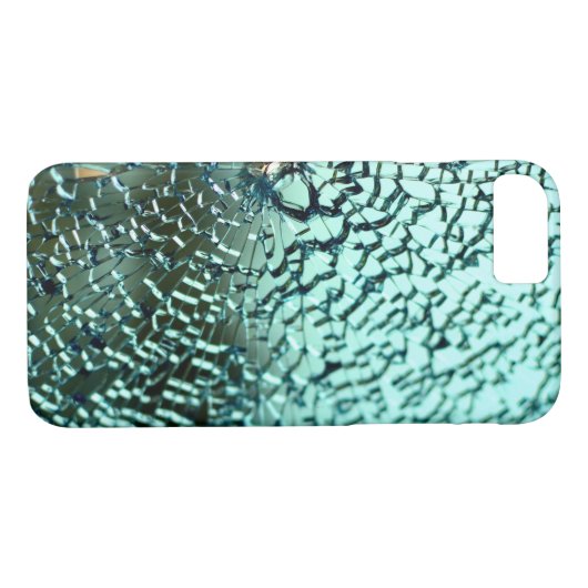Gebarsten glas gebroken blauwgroen Case-Mate iPhone case (Achterkant (Horizontaal))