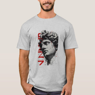 Gebarsten Marmeren Buste Trash Polka Kunst T-shirt