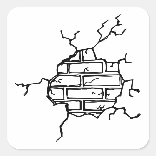 Gebarsten metselwerk vierkante sticker (Voorkant)