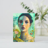 Gebarsten mooie vrouw briefkaart (Staand voorkant)