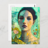 Gebarsten mooie vrouw briefkaart (Voorkant / Achterkant)