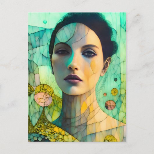 Gebarsten mooie vrouw briefkaart (Voorkant)