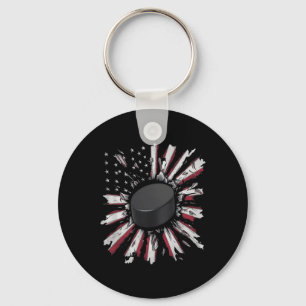 Gebarsten Muur Hockey Puck Krachtstoot Cool Sport Sleutelhanger