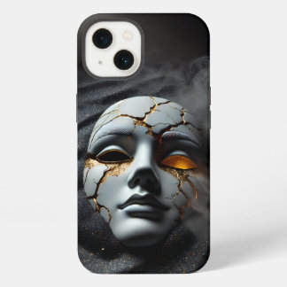 Gebarsten Porseleinen Masker Donker iPhone 13 Stev Hoesje