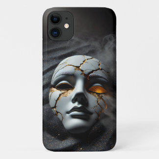 Gebarsten Porseleinen Masker Donkere Luxe iPhone 1 11 Hoesje