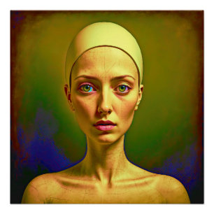 Gebarsten porseleinen ziel - kleurrijk portret perfect poster