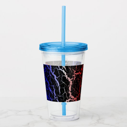Gebarsten Space Lava - Blauw/Wit/Rood Acryl Drinkbeker (Voorkant)