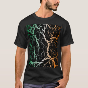 Gebarsten Space Lava - Groen/Wit/Oranje T-shirt