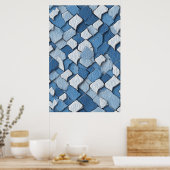 Gebarsten verf Abstract: blauw verweerd oppervlak Poster (Keuken)