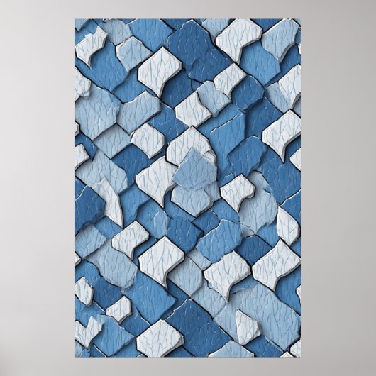 Gebarsten verf Abstract: blauw verweerd oppervlak Poster (Voorkant)