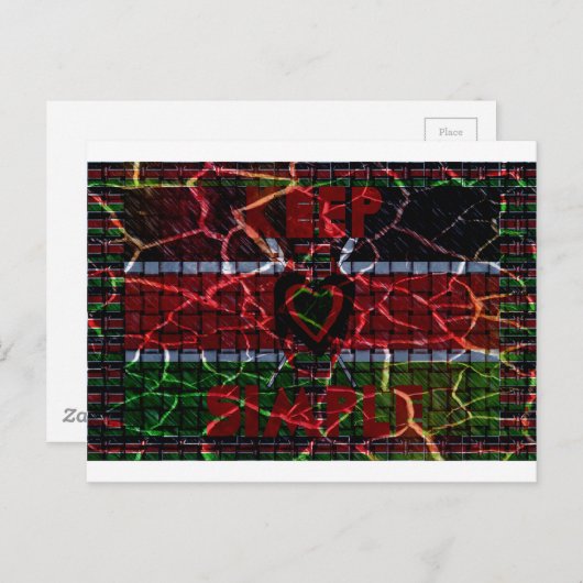 Gebarsten vlag: Houd het simpel - Keniaanse veerkr Briefkaart (Voorkant / Achterkant)