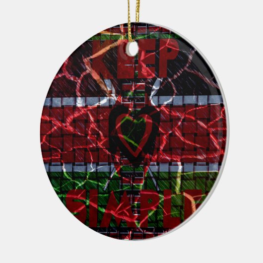 Gebarsten vlag: Houd het simpel - Keniaanse veerkr Keramisch Ornament (Links)
