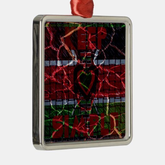 Gebarsten vlag: Houd het simpel - Keniaanse veerkr Metalen Ornament (Rechts)