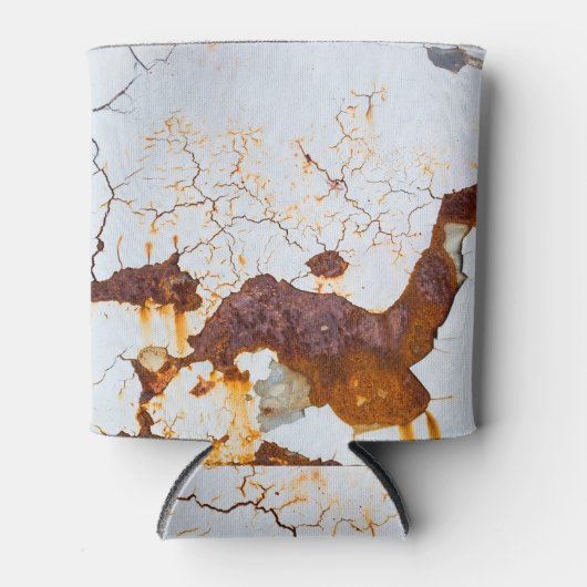 Gebarsten witte verf, roestige auto. blikjeskoeler (Voorkant)