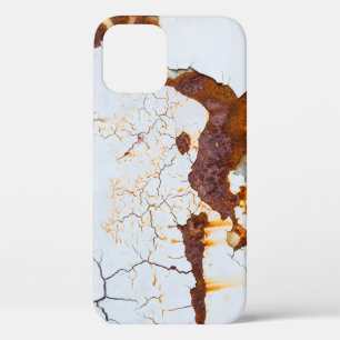 Gebarsten witte verf, roestige auto. iPhone 12 hoesje