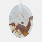 Gebarsten witte verf, roestige auto. glas ornament (Voorkant links)