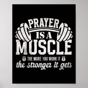 Gebed Is Een Spier Christelijke Fitness Gym Quote Poster