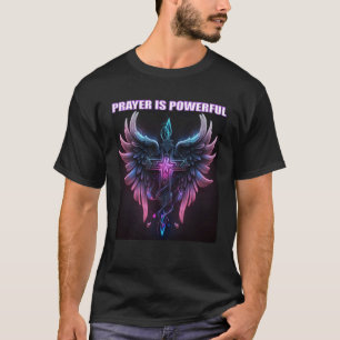 Gebed is Krachtige engelenvleugels kruisen Jezus C T-shirt