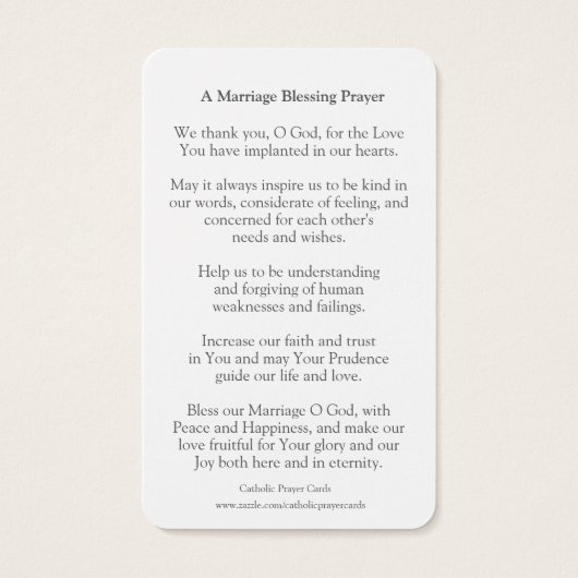 Gebed Kaarten | Mary & Joseph bruiloft Visitekaartjes (Achterkant)