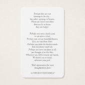 Gebed Kaarten | Pad Roos Visitekaartje (Achterkant)