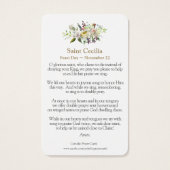 Gebed Kaarten | Sint-Cecilia 1 Visitekaartjes (Achterkant)