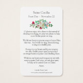 Gebed Kaarten | St. Cecilia 1 Visitekaartjes (Achterkant)