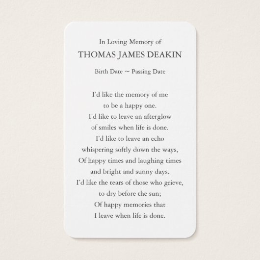 Gebed Kaarten | Zeegezicht 1 Visitekaartje (Achterkant)