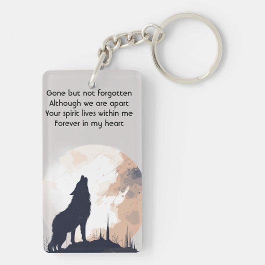Gebed Lone Wolf Howling Dier Sleutelhanger (achterkant)