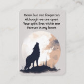 Gebed Lone Wolf Howling Dier Visitekaartje (Achterkant)