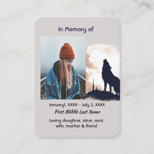 Gebed Lone Wolf Howling Dier Visitekaartje (Voorkant)