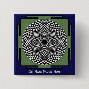 gebed mandala Om Mani Padme Hum Vierkante Button 5,1 Cm
