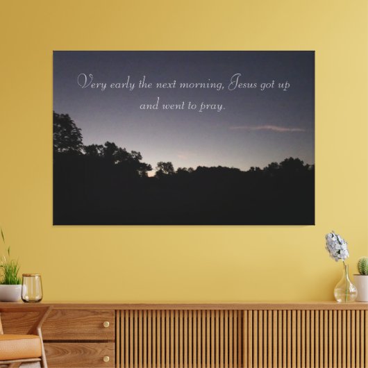 gebed op Sunrise op een Canvas Afdruk (Insitu (Woonkamer))