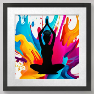 Gebed Pose Yoga vrouw gevlochten bun Spirituele kl Poster