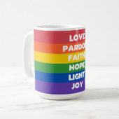 Gebed van St Francis Pride Vlag Mus Koffiemok (Voorkant links)