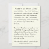 Gebed van St. Moeder Cabrini Kaart (Achterkant)