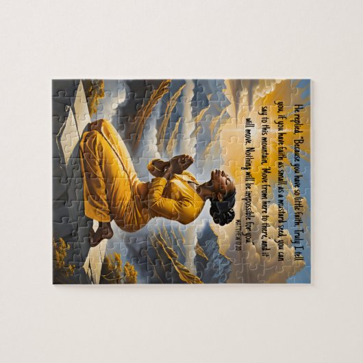 Gebed verplaatst bergen geloofspuzzel legpuzzel (Horizontaal)