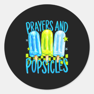 Gebeden en ijslolly's schattige christelijke zomer ronde sticker
