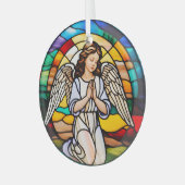 Gebedsengel regenboog bevlekt glas ornament (Voorkant links)