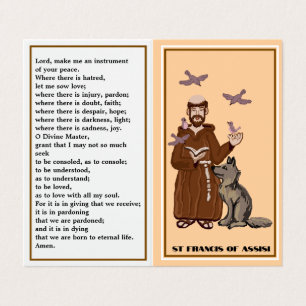 gebedskaart Sint Franciscus van Assisi Visitekaartjes