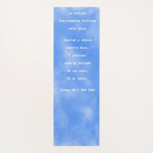 Gebedsmat, in het Engels & Spaans (voor & achter). Yogamat (Achterkant)