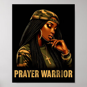 Gebedsstrijder Zwarte Vrouw Camo Christelijk Geloo Poster