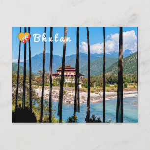 Gebedsvaandels en Punakha Dzong - Bhutan Briefkaart