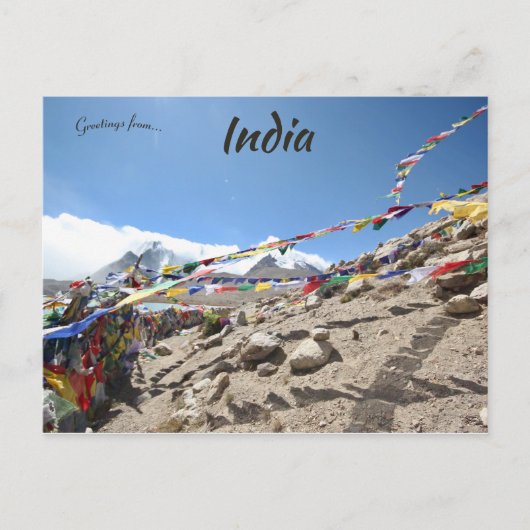 Gebedsvlaggen bij Lake Gurudongmar Sikkim India Briefkaart (Voorkant)