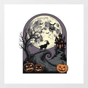 Gebeeldhouwd geitenmaan vintage Halloween-silhouet Raamsticker
